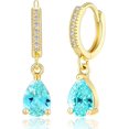 thumbnail image 1 of Rag Jewels 1.20 Ctw Pear Cut Blue Topaz Womens Hoop Earings 14K Yellow Gold Plated 925 Sterling Silver, 1 of 2