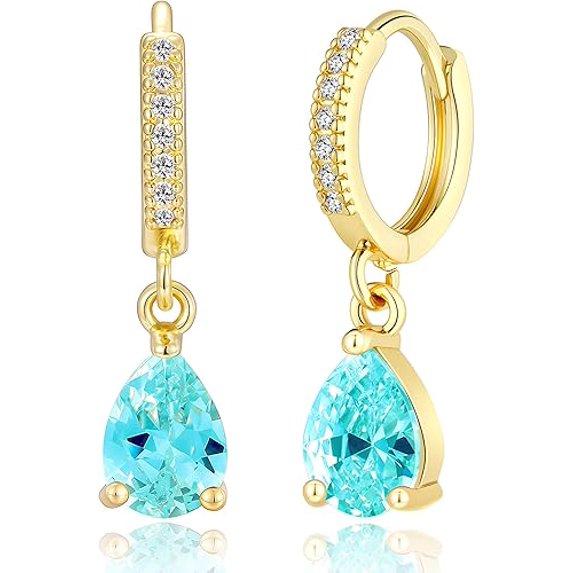 Rag Jewels 1.20 Ctw Pear Cut Blue Topaz Womens Hoop Earings 14K Yellow Gold Plated 925 Sterling Silver