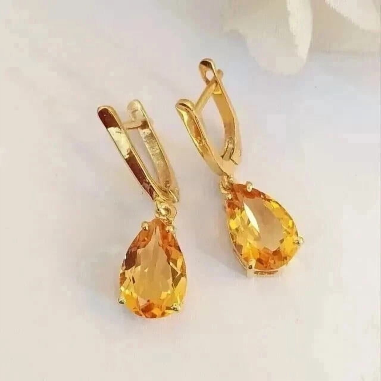 Rag Jewels 1.20 Ctw Pear Cut Yellow Citrine Womens Drop Dangle Earrings ...