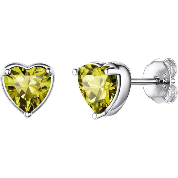 Rag Jewels 1.45 Ct Heart Cut Green Peridot Womens Stud Earrings 14K White Gold Plated 925 Sterling Silver