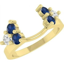 Rag Jewels 1.50 Ct Round Cut Blue Sapphire Engagement Thanksgiving Christmas Enhancer Guard Wrap Ring 14K Yellow Gold Plated 925 Sterling Silver For Women's -4.5
