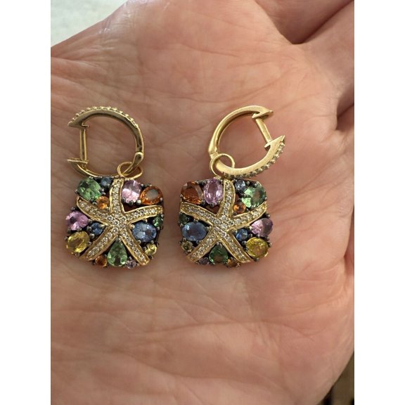 Rag Jewels 1.85 Ctw Oval Cut Multicolor Diamond Engagement Wedding Engagement Drop Dangle Earring's 14K Yellow Gold Plated 925 Sterling Silver For Women's