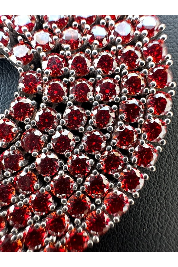12.00 Ctw Round Cut Red Ruby Womens Tennis Necklace 14K White Gold Plated