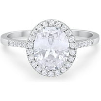 Rag Jewels 2.00 Ct Oval Cut White Diamond Engagement Wedding ChristmasThanksgiving Halo Ring 14K White Gold Plated 925 Sterling Silver For Women's -4