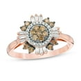 thumbnail image 1 of Rag Jewels 2.00 Ct Round Cut Champagne and White Diamond Engagement Wedding Promise Sunburst Frame Band Ring 14K Rose Gold Plated 925 Sterling Silver For Women's -8.5, 1 of 2