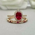 thumbnail image 1 of Rag Jewels 2.00 Ctw Oval Cut Garnet & Diamond Wedding Anniversary Engagement Bridal Set Ring 14K Rose Gold Plated 925 Sterling Silver 925 Sterling Silver -7.5, 1 of 5
