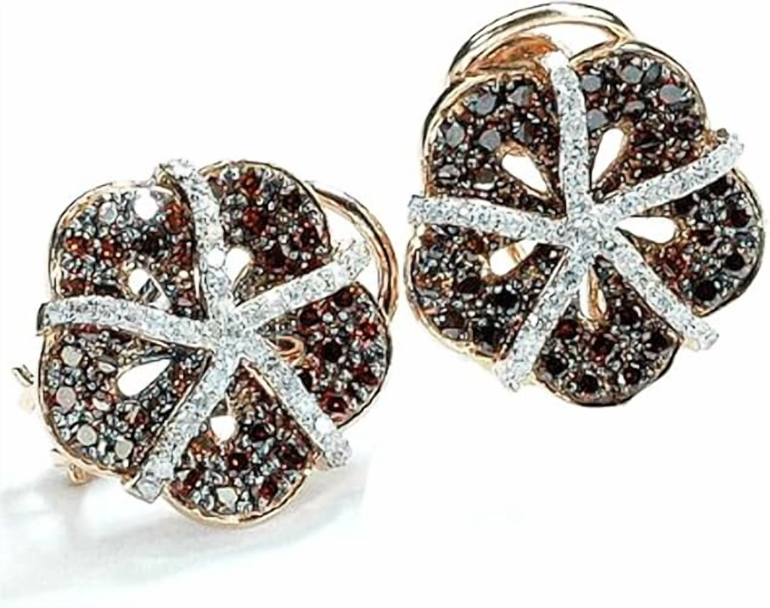 Rag Jewels 2.10 Ct Round Cut Brown Diamond Cricle Push Back Womens Stud Earring's 14K Rose Gold Plated 925 Sterling Silver For Women's