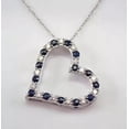 thumbnail image 1 of Rag Jewels 2.20 Ct Round Cut Blue Sapphire & Diamond Womens Heart Pendant 14K White Gold Plated 925 Sterling Silver, 1 of 3