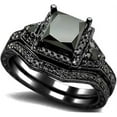 thumbnail image 1 of Rag Jewels 3.00 Ct Princess Cut Black Diamond Wedding Engagement Thanksgiving Christmas Bridal Ring Set 14K Black Gold Plated 925 Sterling Silver For Women's -10, 1 of 3