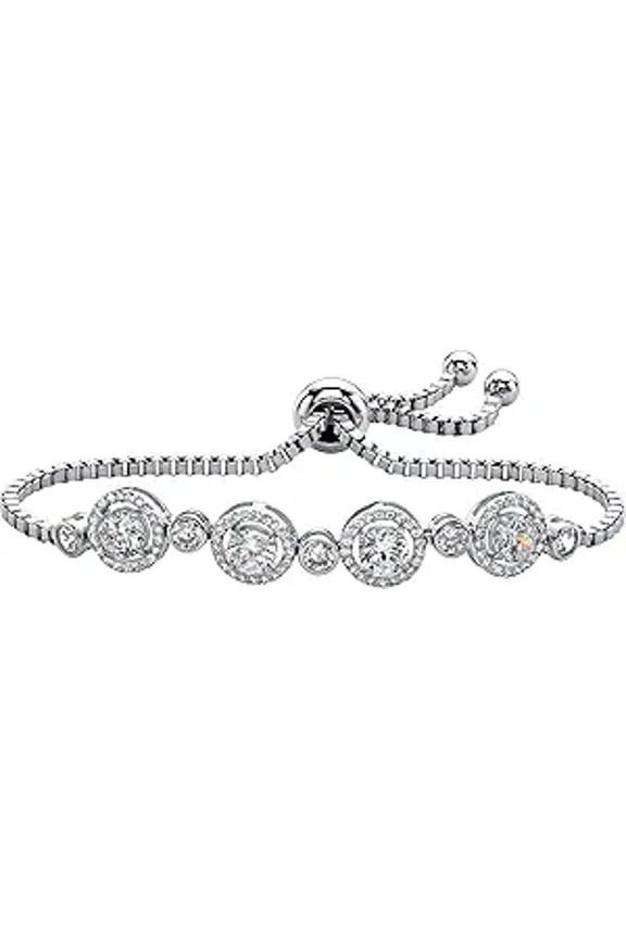 6.00 Ct Round Cut Diamond Womens Bolo Bracelet 14K White Gold Plated 925 Sterling Silver