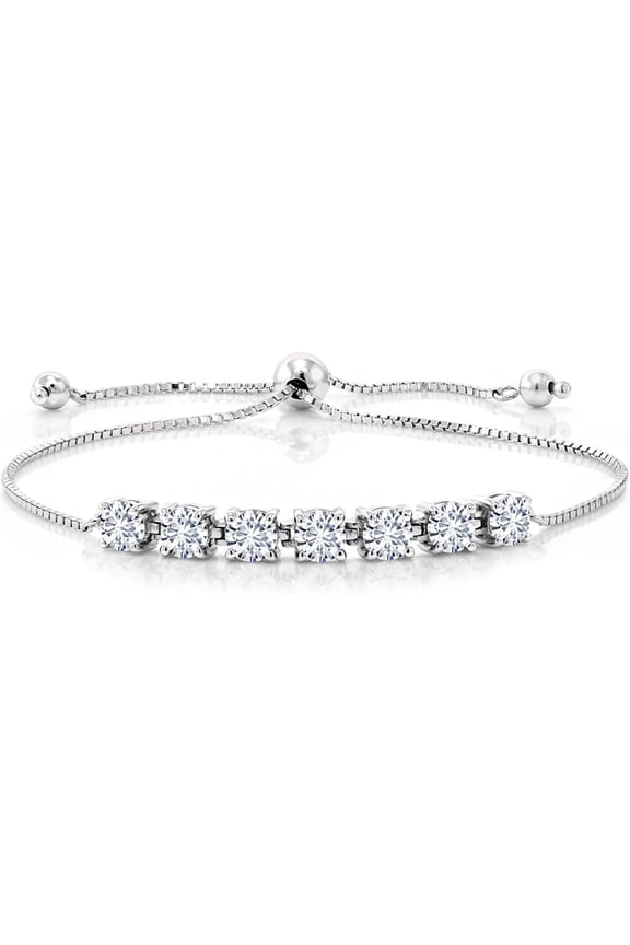 7.00 Ctw Round Cut Diamond Womens Bolo Bracelet 14K White Gold Plated 925 Sterling Silver