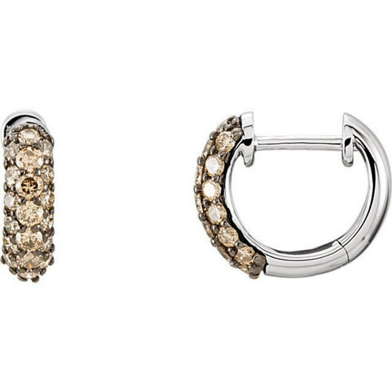 Rag Jewels 925 Sterling Silver 1.00 Ct Round Cut Brown Diamond Hoop Earring's 14K White Gold Plated For Women's