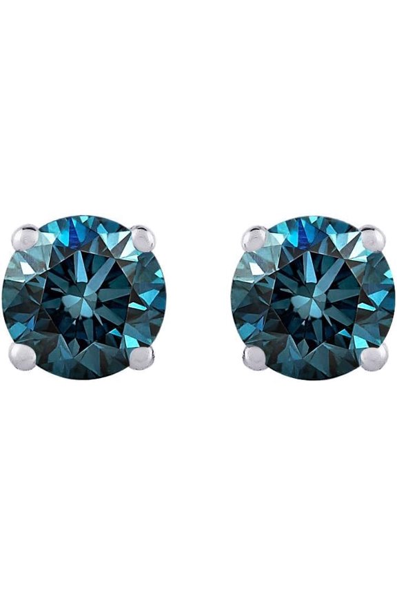925 Sterling Silver 1.20 Ct Round Cut Topaz Push Back Ladies Stud Earring's 14K White Gold Plated For Women's
