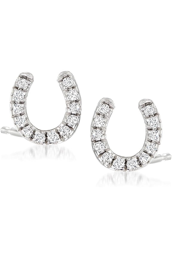 925 Sterling Silver 1.22Ct Round Cut Diamond Horseshoe Push Back Ladies Stud Earring's 14K White Gold Plated For Women's