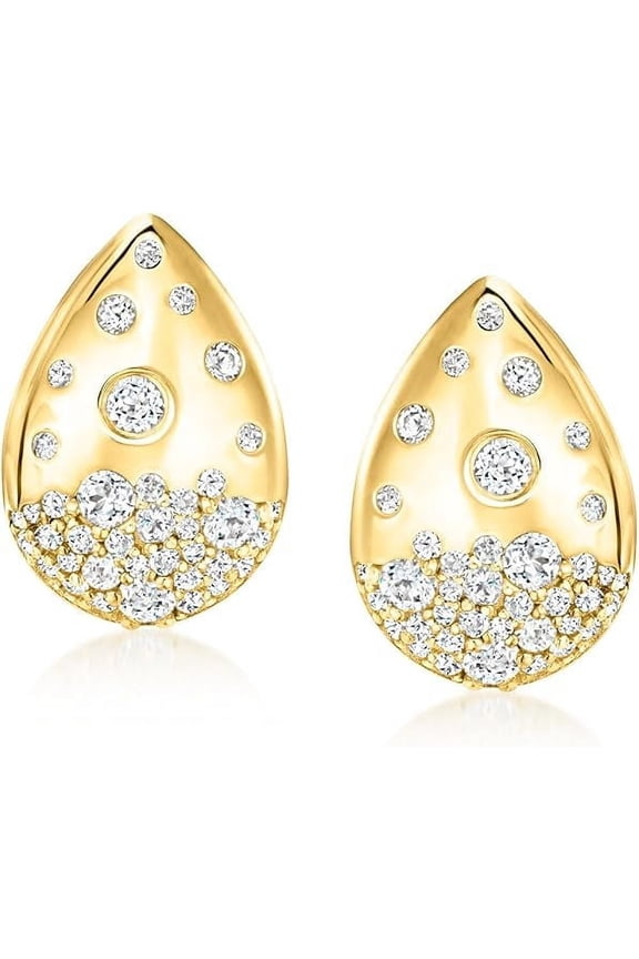 925 Sterling Silver 1.60Ct Round Cut Diamond Push Back Ladies Stud Earring's 14K Yellow Gold Plated For Women's