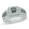 thumbnail image 1 of Rag Jewels 925 Sterling Silver 2.20 Ct Round Cut Black & White Diamond Wedding Valentine's Anniversary Christmas Bridal Ring Set 14K White Gold Plated For Women's -6.5, 1 of 2