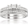 thumbnail image 1 of Rag Jewels 925 Sterling Silver 2.35 Ct Princess Cut White Diamond Engagement Wedding Thanksgiving Christmas Bridal Ring Set 14K White Gold Plated For Women's -8, 1 of 3