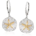 thumbnail image 1 of Rag Jewels 925 Sterling Silver 3.00 Ct Round Cut Diamond Sand Dollar Drop Earring's 14K 2 Tone Gold Plated For Women's, 1 of 3
