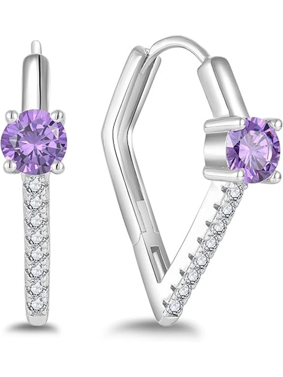 2Ct Round Cut Purple Amethyst Clip On Hoop Earrings 14K White Gold Plated For Womens 925 Sterling Silver