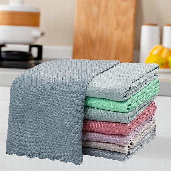 Rag TowelDish Kitchen Cloth Microfiber\Solid Wafflee\Double Sideed Corall Velvet\Bambooo Charccoal Fibre Dish OilCleaning Non Stick ClothKitchen Cleaning Supplies 10PC 25x25cm