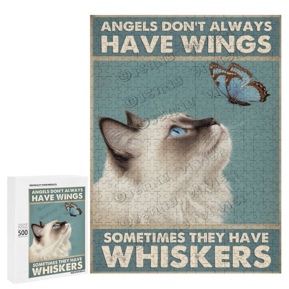 Ragdoll Cat 500 Piece Puzzle for Adults - Cats With Butterfly Jigsaw Puzzles 500 Pieces | Challenging Family Activity Great Gift Idea for Family Friends