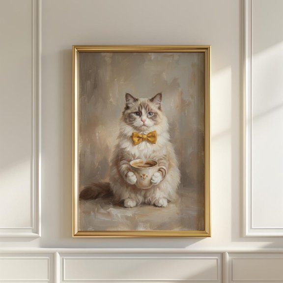 Ragdoll Cat Coffee Wall Art Print Whimsical Decor