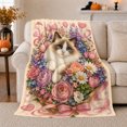 thumbnail image 1 of Ragdoll Cat Floral Bouquet Fireplace Nook Whimsical, Playful Pet Portrait Pattern, Warm Flannel Blanket for Living Room and Bedroom, Cat Lovers Thanksgiving Gift, Pet Lover Home Decor, 1 of 9
