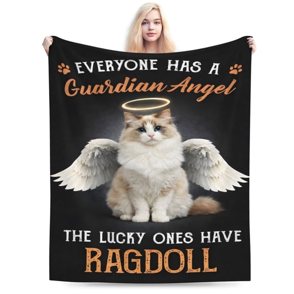 Ragdoll Cat Lover Gift Throw Blanket Meaningful Angel Cat Cozy Soft Blanket Home Decor Gift for Cat Lovers 50x40