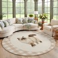 Rat Area Rug Ragdoll Cat Round Area Rug Living Room 7ft, Retro Modern Cat Linen ...