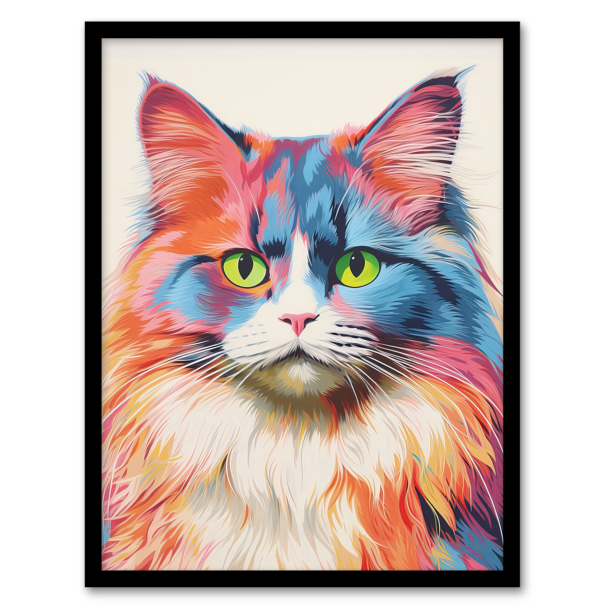 Ragdoll Cat Screen Print Risograph Artwork Spot Block Colour Duotone