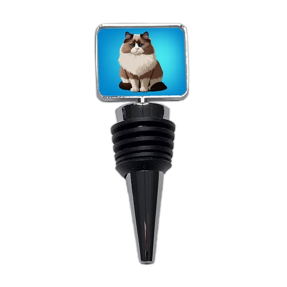 Ragdoll Cat Sitting Wine Bottle Stopper Cap Plug