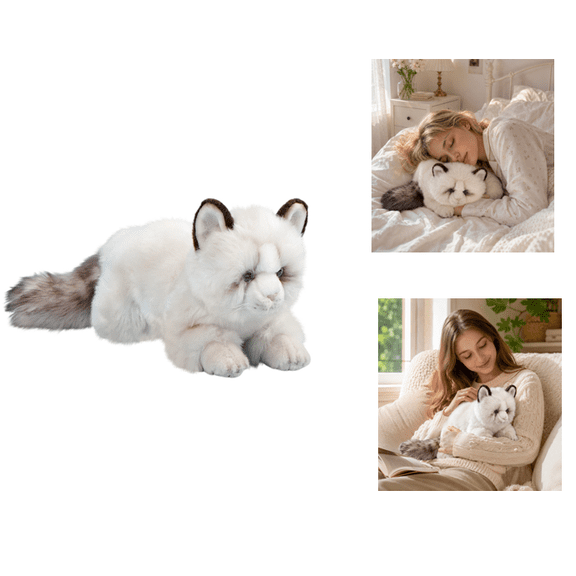 Ragdoll Cat Stuffed Animal, Cute Handmade Plush Doll, Soft Plush Cat Figure for Party Decor & Holiday Gift