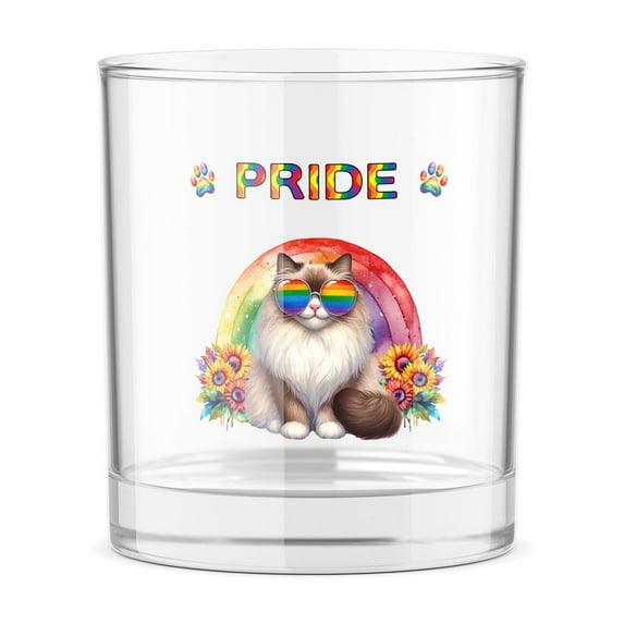 Ragdoll Celebrates Rainbow Pride Month LGBT LGBTQ+ 11oz Whiskey Glass Mug Cat Lover Kitten Owner Gifts Idea Whiskey Cocktail Glasses Cup - 01003