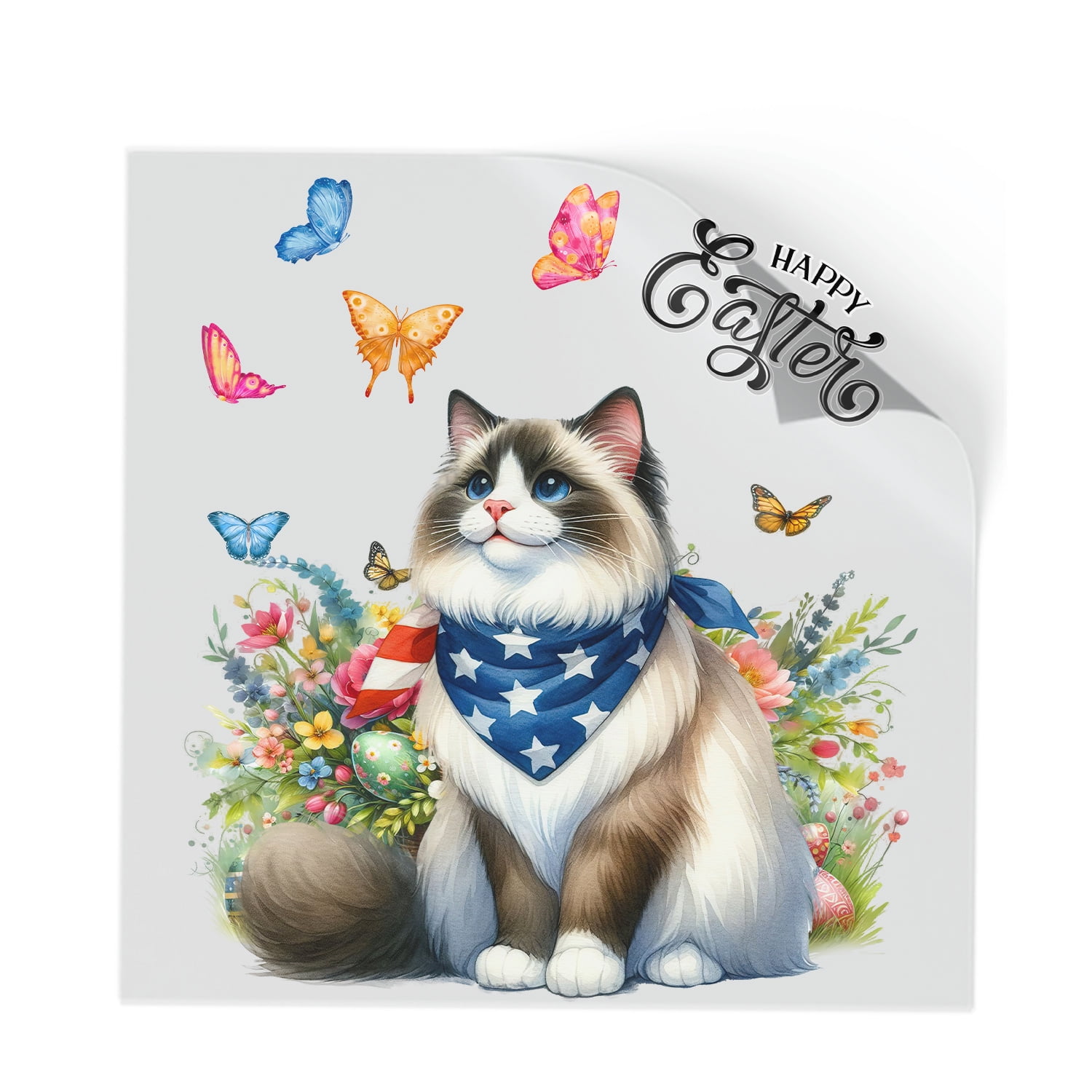 Ragdoll Celebrates Spring and Enjoys a Happy Easter Cutout Transfer ...