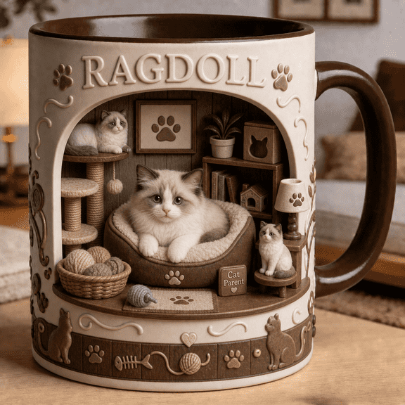 Ragdoll Coffee Mug Personalized Cat Parent Cup, Custom Name Gift for Ragdoll Lover
