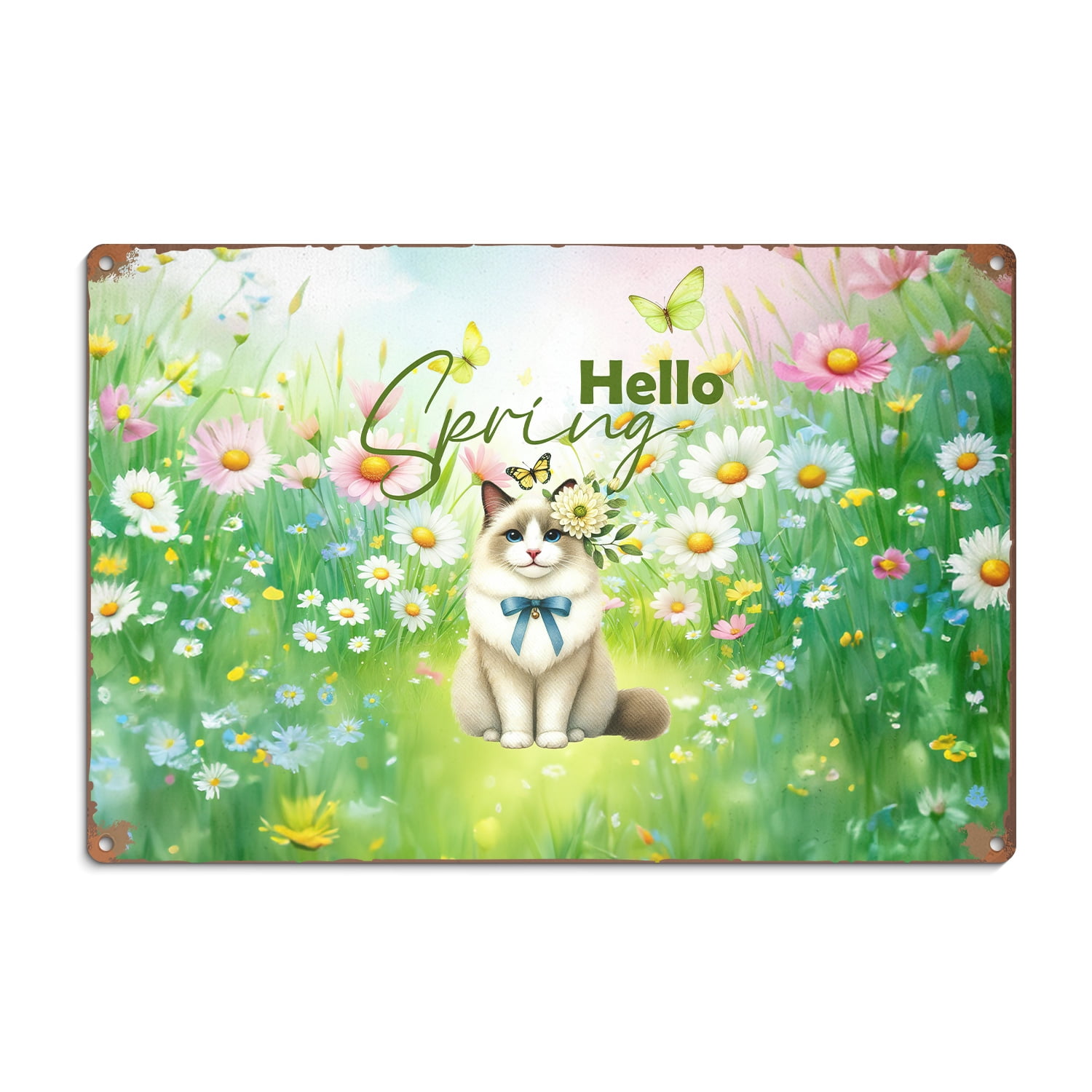 Ragdoll Hello Spring Time Flower Floral Nature Horizontal Metal ...