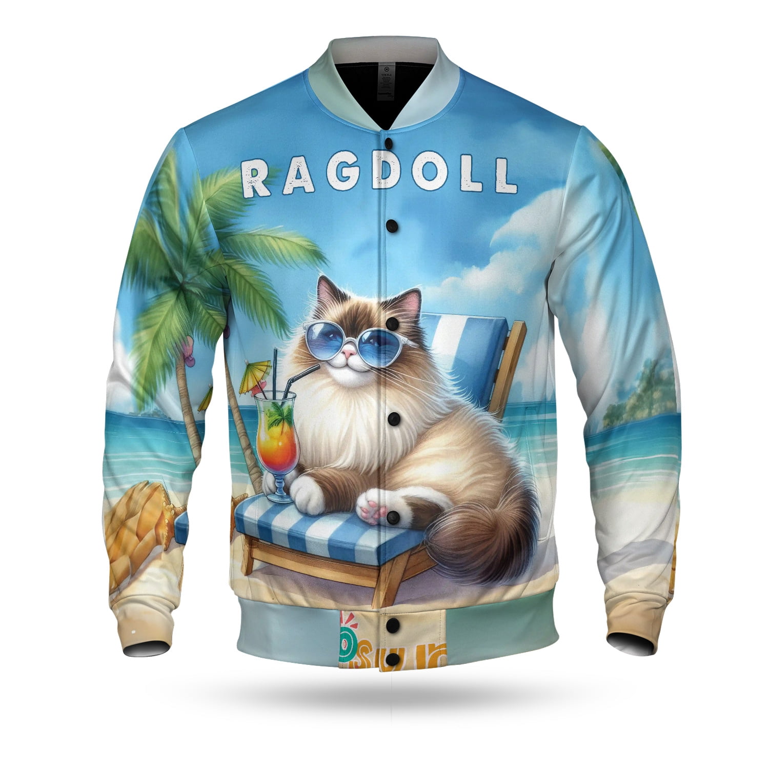 Ragdoll Hello Summer Beach Theme with Sunglasses and Tropical Cocktail ...