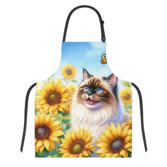 Ragdoll Hello Summer Sunshine Sunflowers Spring Retro Vintage Apron Cat Lover Kitten Owner Gifts Idea for Cooking Grilling Baking Painting Gardening - 00008