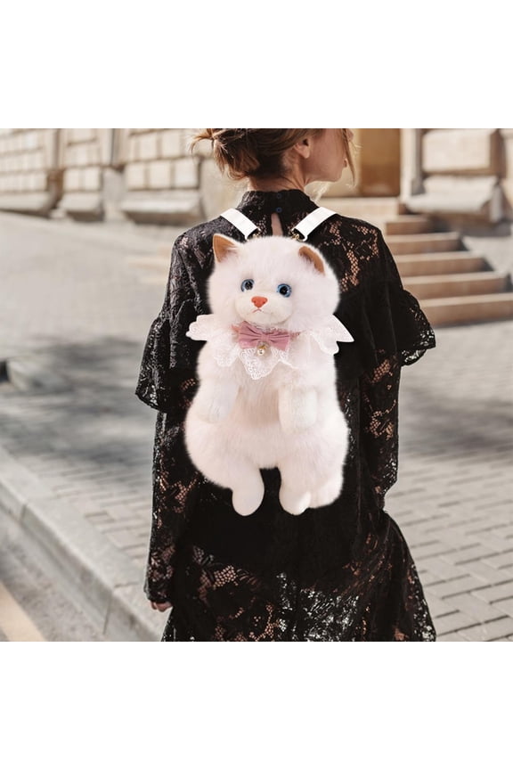 Ragdoll Plush Backpack | Kitty Double Shoulder Bag | Cute Stuffed Rucksack, Adjustable Straps, Soft Comfortable Material | Pink | Cat Doll Purse