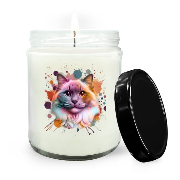 Ragdoll Portrait Watercolor Vintage Retro Styles Soy Wax Candle Cat Lover Kitten Owner Gifts Idea 16oz White Vanilla Candle - 00001