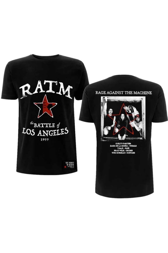 Rage Against The Machine Unisex T-Shirt Battle Star (Back Print) (Large)