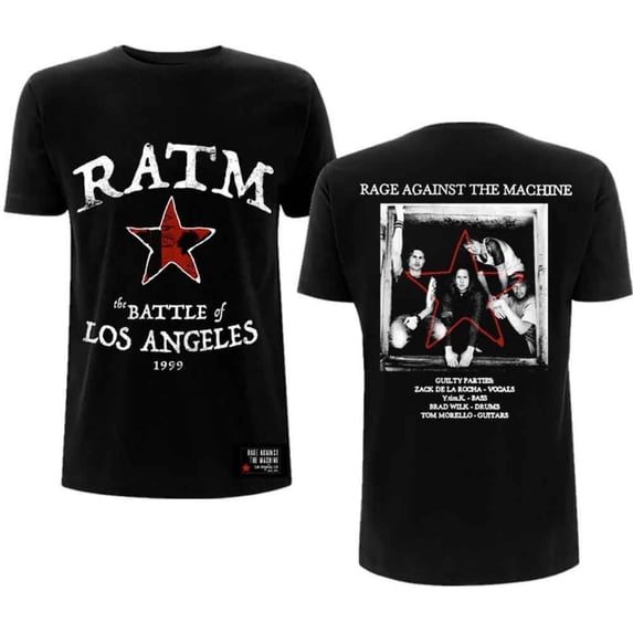 Rage Against The Machine Unisex T-Shirt Battle Star (Back Print) (Large)