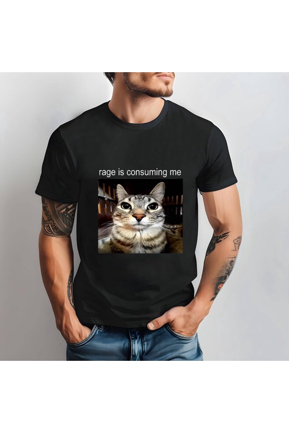 Rage Cat Meme T-Shirt Funny Angry Cat Graphic Tee, Sarcastic Cat Humor Shirt, Cat Lover Gift