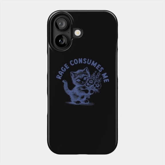 Rage Consumes Me Cute Flower Cat Funny Meme Case for Apple iPhone 11 to 17