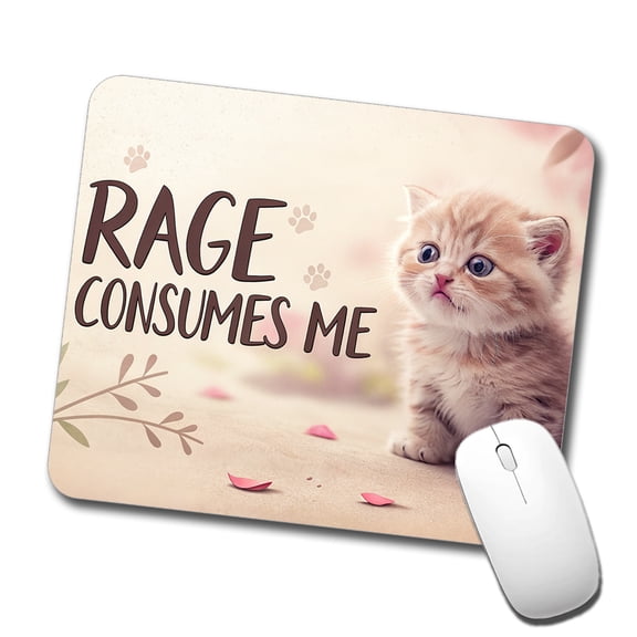 Rage Consumes Me Funny Cute Kitten Mouse Pad Low Profile Gaming Mat