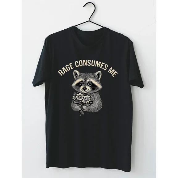 Rage Consumes Me Street Cat Funny Rage Consumes Me Raccoon T-Shirt