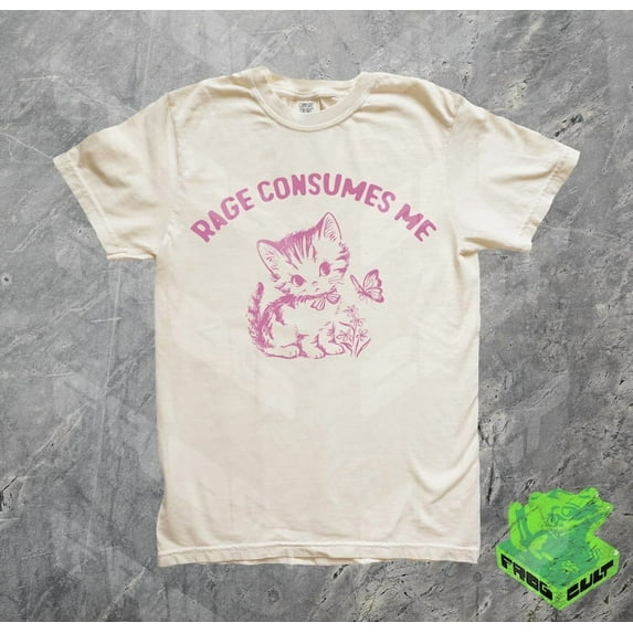 Rage Consumes Me Tshirt, Funny Kitten Shirt, Vintage Cat Tee, Adult Humor, Meme Shirt, Gift For Her, Gag Gift, Sarcasm, Cute