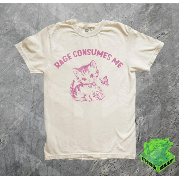 Rage Consumes Me Tshirt, Funny Kitten Shirt, Vintage Cat Tee, Adult Humor, Meme Shirt, Gift For Her, Gag Gift, Sarcasm, Cute