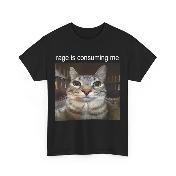 Rage Is Consuming Me Staring Cat Shirt BLACK Unisex S-5XL Hot Trending Shirt