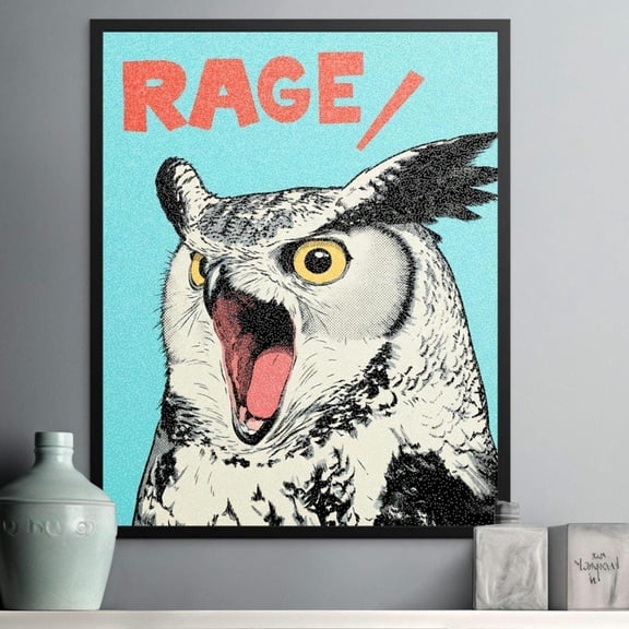 Rage Owl Giclee Print Angry Bird Pop Art Colorful Home Decor